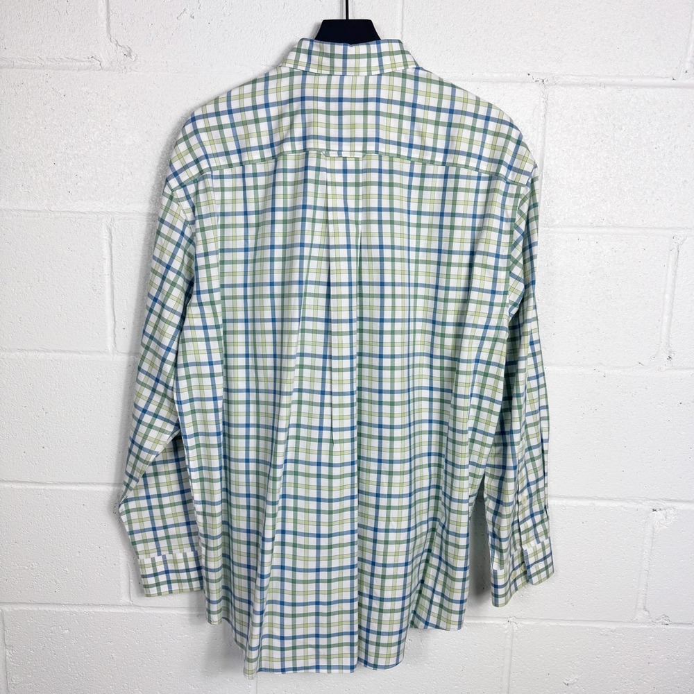 Orvis Mens XL Button Down Shirt Long Sleeve Plaid Blue Green White 100% Cotton - Picture 2 of 6